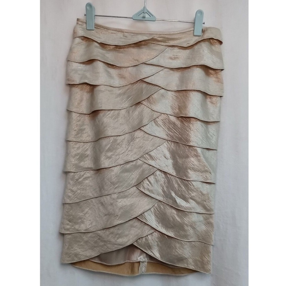 Adrianna Papell Champagne Tiered Pencil Skirt Cocktail
